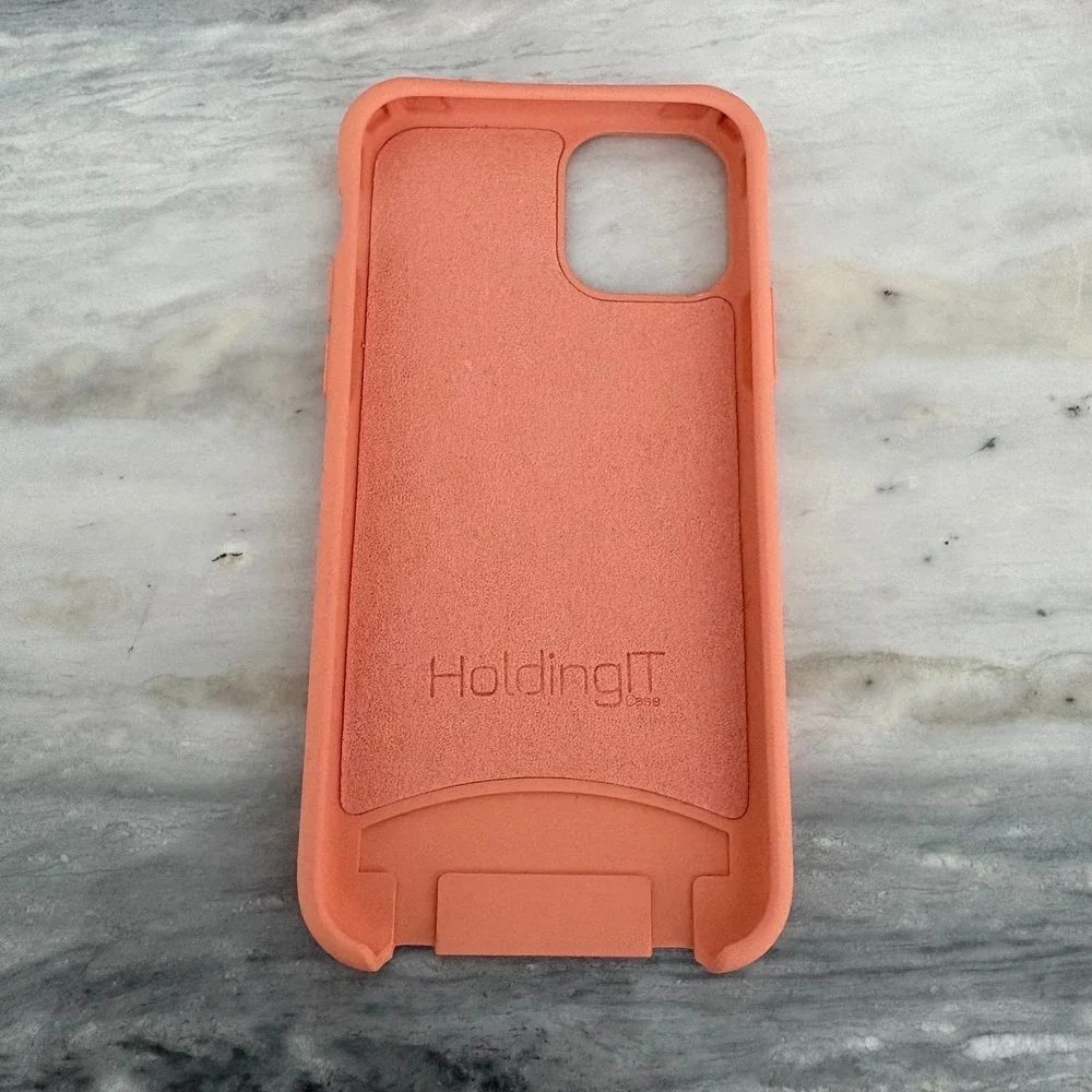 NWT‎ HoldingIT iPhone 11 Pro Peach Silicone Lanyard Crossbody Phone Case Cover